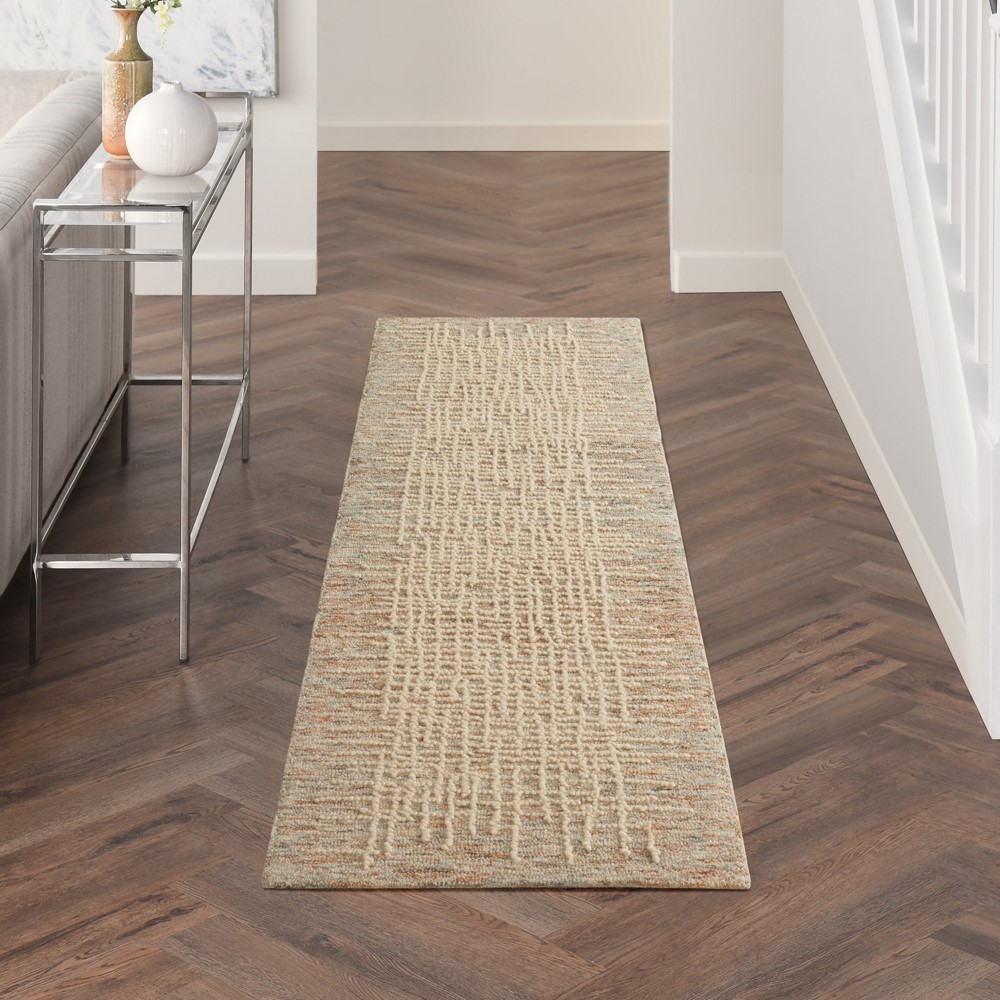 Colorado CLR03 Linear Wool Runner Rug by Nourison in Beige Multi